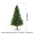 1.8m Árbol de Navidad Artificial Árbol Slim de PE y PVC Mezclado Con Diseño Plegable - Estilo Mixto PE 1.8m / Árbol Verde