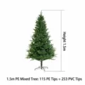 Árbol de Navidad artificial mixto PE y PVC 1,5M Árbol plegable flocado Variante SKU - Estilo Mixto PE 1.5m / Árbol Verde