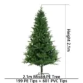 2.1M Arbol de Navidad Artificial Denso PE PVC Mixto Arbol Festivo con Soporte Plegable - Estilo Mixto PE 2.1m / Árbol Verde