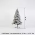 Árbol de Navidad artificial flocado de 1.2m con ramas mixtas de PE y PVC para decor. - Estilo Mixto PE 1.2m / Estilo Flocado
