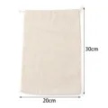 Linen drawstring bag detail view showing width and height measurements for easy sizing. - 20x30cm (5 Pieces/Pack) / Solid Color