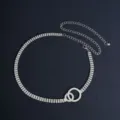 Shiny rhinestone waist chain multi-row metal belt adjustable body chain dress accessory - 19662 Double Ring Buckle Rhinestone Style