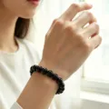 Bracelet de perles en pierre volcanique d'obsidienne noire naturelle bijoux pour femmes - Bracelet en Agate Noire 8mm