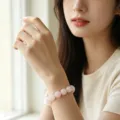 Élégant bracelet en perles de quartz rose pour femmes, bijoux en cristal rose. - Bracelet en Quartz Rose 8mm