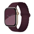 Burgundy silicone magnetic watch band compatible with Apple Watch, stylish replacement strap. - Burgundy