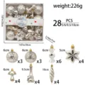 28Stk Silber Weihnachtsbaumkugeln Set Geschenkbox mit Kugeln Eiszapfen und Schneeflocken. - Gold