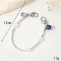 Handmade crystal beaded bag chain charm phone lanyard with irregular pearls and heart clasps. - K3686- 3 Ice-Clear Bead Chain