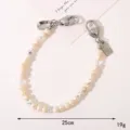 Handmade baroque freshwater pearl bag chain strap crystal beaded phone charm cute heart clasp - K3706 Natural Shell Pearl Chain Beige