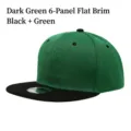 Grüne und schwarze Flat Brim Snapback Cap mit sechsteiligen Design für Damen und Herren. - Schwarz+Grün