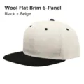 Zweifarbige Snapback Baseballkappe mit flachem Schirm und 6-Panel Design für Damen. - Schwarz+Beige