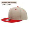 Flache Krempe Hip Hop Baseball Cap, zweifarbige Snapback Mütze für Outdoor Sonnenschutz. - Rot + Khaki