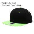 Schwarze und neongrüne Flat Brim Snapback Cap, lässige sechsteilige Hip Hop Kappe. - Neon grün & Schwarz