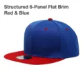 Blau-rote flache Krempe Baseball Cap, stylischer Hip-Hop Snapback Hut mit Kontrastfarbe. - Rot+Blau