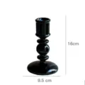 Schwarzer Kerzenhalter aus Glas minimalistisches Retro Design Tischdeko 16cm hoch - Stil F Kerzenhalter / Schwarz
