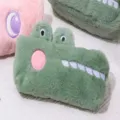 Cute green crocodile plush pencil case, large capacity soft cartoon stationery storage bag. - Green Crocodile