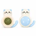Cute catnip toy for indoor cats, wall cat toy with blue cat design for teeth cleaning. - Cat Style / Ziplock Bag Packaging / Blue