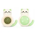 Cute cat shaped catnip ball toy with protective cover for interactive pet entertainment. - Cat Style / Ziplock Bag Packaging / Green
