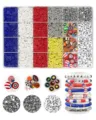 Detailansicht des 2064-teiligen Tonperlen und Buchstabenperlen Sets für DIY Armband Zubehör. - Rot Weiß Blau Tonperlen (3200 Stk)