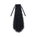 Extension capelli coda di cavallo riccia nera sintetica ondulata con nastro per donne - 1b