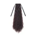 Extension coda di cavallo riccia lunga marrone scuro parrucca sintetica con nastri - Marrone Mèches 2M33