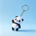 Cute cartoon panda keychain cute bag pendant metal ring resin charm accessory lovely gift - Small Waving Panda With Red Heart