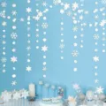 Ghirlanda di fiocchi di neve di carta per decorazioni natalizie, sfondo festa invernale - 4 Metri / Ghirlanda Esagonale Fiocco di Neve Bianco