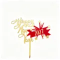 2027 New Year acrylic cake topper gold red happy new year party decoration dessert insert. - Red Gold Star 2027 Happy New Year