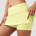 Gonna pantaloncino sportiva gialla a vita alta, comoda per tennis e fitness donna. - Giallo