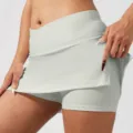 Gonna pantaloncino yoga grigio chiaro a vita alta, gonna sportiva per fitness e tennis. - Grigio chiaro