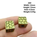 Vintage bronze square woven pattern metal spacer bead DIY jewelry accessory 12x12mm - Style 20#