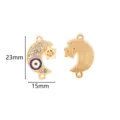 Pendentif breloque en alliage lune étoile mauvais œil doré accessoires de bijoux 15x23mm - 15# Pendentif Soleil Lune Doré