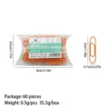 Orange metal paper clips in clear pillow box, 60 pieces set, office stationery supplies. - M / 60 Pieces/Box