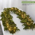 Christmas artificial pine garland with warm LED lights, 1.8m long holiday home decor. - PE Flat Garland / With Warm LED Lights