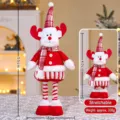 Christmas telescopic doll figurine, long leg elk snowman plush toy, holiday home decoration gift. - Red Striped Reindeer - Small (55cm)