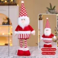 Christmas telescopic Santa Claus doll plush ornament desktop holiday home decoration gift item. - Red Striped Santa Claus - Small (55cm)
