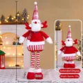 Christmas telescopic plush doll Santa snowman reindeer long leg toy holiday decoration gift - 75CM Striped Red Medium Telescopic Reindeer / See dimensions on image