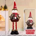 Christmas telescopic snowman doll ornament long leg plush toy holiday party home decor gift - 70CM Telescopic Snowman (107) / See dimensions on image