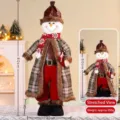 Christmas telescopic snowman doll variant, long-legged plush toy decoration with plaid coat. - 80CM Robe Telescopic Snowman / See dimensions on image