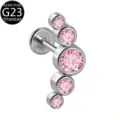 Titanium G23 Labret Stecker Ohrring mit 5 Rosa Zirkonia Bogen Piercing Schmuck - Rosa Stil 5