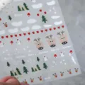 Weihnachten Nagelsticker transparent süße Cartoon Rentier Schneemann Aufkleber Maniküre - Flacher Elch Weihnachtsbaum (KX168)