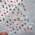 Adesivi per unghie 3D di Natale, stile retro simpatico dopamina decalcomanie per manicure. - Alce in Rilievo Cappello di Natale (KX171)