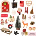 Miniature Christmas dollhouse wooden door tree gift box set micro landscape DIY decor - Christmas Elf Snowflake Door Combination (29-Piece)