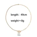 Gold metal chain necklace with half paperclip and rolo chain design for women fashion jewelry. - Mixed Link Chain Only (Without Pendant)