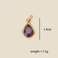 Gold teardrop pendant with purple cubic zirconia gemstone, 1.4cm height, lightweight jewelry. - February Teardrop