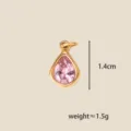 Elegant Gold Plated Pink Zircon Drop Pendant DIY Jewelry Accessory 1.4cm Charm for Necklace - October Teardrop