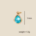 Exquisite 1.4cm teardrop blue birthstone pendant gold plated DIY necklace jewelry accessory. - March Teardrop