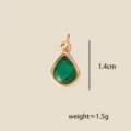 Gold teardrop green cubic zirconia pendant diy jewelry accessory charm for necklace making - May Teardrop