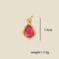 Gold-plated teardrop pink gemstone pendant DIY necklace jewelry accessory elegant design - July Teardrop