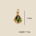 Green zirconia teardrop pendant DIY accessory, 1.4cm height, lightweight 1.5g necklace part. - August Teardrop