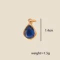 Teardrop blue gemstone pendant gold plated charm necklace accessory 1.4cm lightweight - September Teardrop